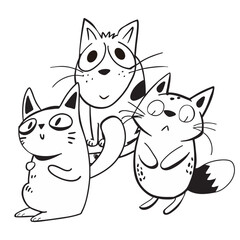 Draw cat doodle nice on white background