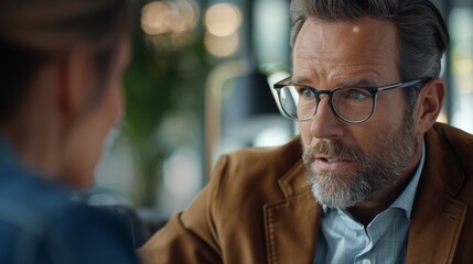 Fototapeta premium Close-up of a financial advisor explaining investment options to a client, providing expert guidance for wealth management.