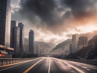 Fototapeta premium city at sunset