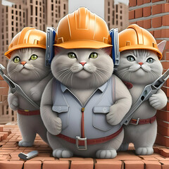 Obraz premium Cat engineering construction electrical with tools illustration vector design for t shirt wallpaper