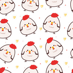 seamless pattern cartoon chicken. cute animal wallpaper for textile, gift wrap paper