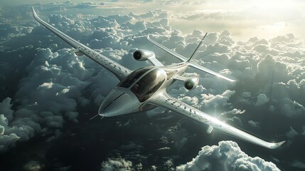 Fototapeta premium Sustainable Aircraft with Bioinspired Designs Visualize ecofriendly airplanes powered by renewable energy