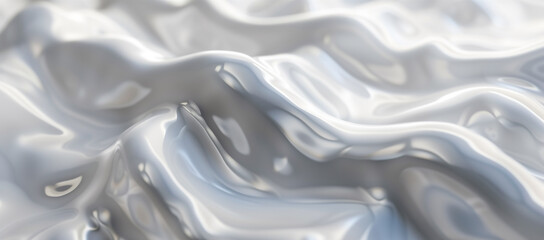 Close-up photo of luxurious white satin fabric with soft folds and waves. Perfect for background or texture