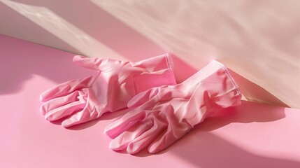 supplies pink cleaning gloves