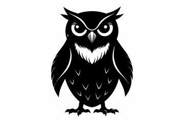 Owl silhouette on white background, Vector illustration, icon, svg, characters, Holiday t shirt, Hand drawn trendy Vector illustration, illustration of a seagull