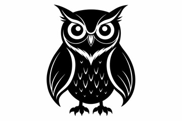 Owl silhouette on white background, Vector illustration, icon, svg, characters, Holiday t shirt, Hand drawn trendy Vector illustration, illustration of a seagull