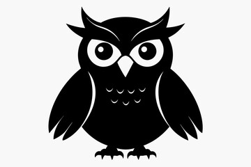 Fototapeta premium Owl silhouette on white background, Vector illustration, icon, svg, characters, Holiday t shirt, Hand drawn trendy Vector illustration, illustration of a seagull