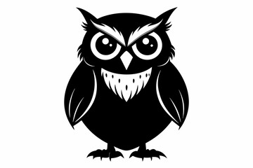 Owl silhouette on white background, Vector illustration, icon, svg, characters, Holiday t shirt, Hand drawn trendy Vector illustration, illustration of a seagull