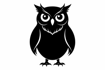 Owl silhouette on white background, Vector illustration, icon, svg, characters, Holiday t shirt, Hand drawn trendy Vector illustration, illustration of a seagull