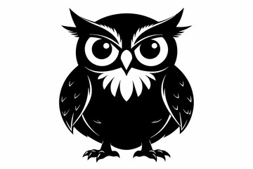 Owl silhouette on white background, Vector illustration, icon, svg, characters, Holiday t shirt, Hand drawn trendy Vector illustration, illustration of a seagull