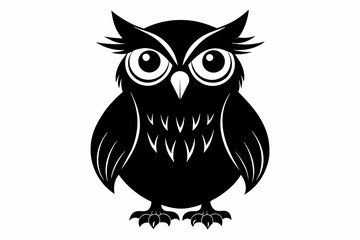 Owl silhouette on white background, Vector illustration, icon, svg, characters, Holiday t shirt, Hand drawn trendy Vector illustration, illustration of a seagull