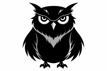 Owl silhouette on white background, Vector illustration, icon, svg, characters, Holiday t shirt, Hand drawn trendy Vector illustration, illustration of a seagull