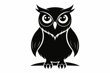Owl silhouette on white background, Vector illustration, icon, svg, characters, Holiday t shirt, Hand drawn trendy Vector illustration, illustration of a seagull