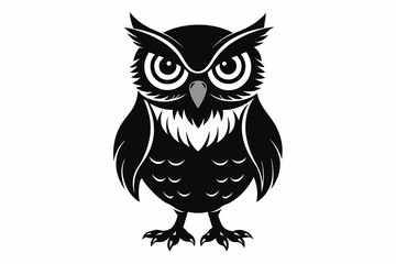 Owl silhouette on white background, Vector illustration, icon, svg, characters, Holiday t shirt, Hand drawn trendy Vector illustration, illustration of a seagull