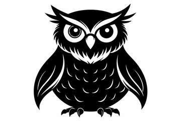 Owl silhouette on white background, Vector illustration, icon, svg, characters, Holiday t shirt, Hand drawn trendy Vector illustration, illustration of a seagull