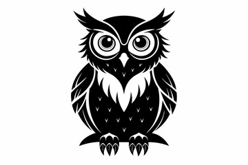 Owl silhouette on white background, Vector illustration, icon, svg, characters, Holiday t shirt, Hand drawn trendy Vector illustration, illustration of a seagull