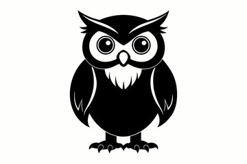 Owl silhouette on white background, Vector illustration, icon, svg, characters, Holiday t shirt, Hand drawn trendy Vector illustration, illustration of a seagull