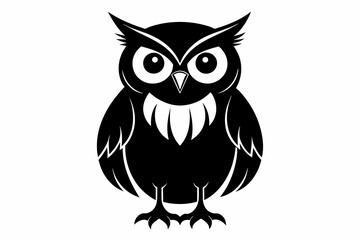 Owl silhouette on white background, Vector illustration, icon, svg, characters, Holiday t shirt, Hand drawn trendy Vector illustration, illustration of a seagull