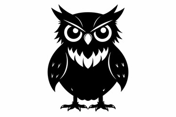 Owl silhouette on white background, Vector illustration, icon, svg, characters, Holiday t shirt, Hand drawn trendy Vector illustration, illustration of a seagull