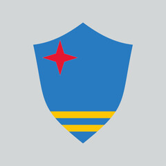 Aruba Flag in Shield Shape Frame 