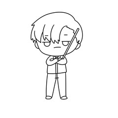 A young man in a suit holding a baton