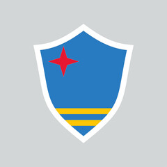 Aruba Flag in Shield Shape Frame 