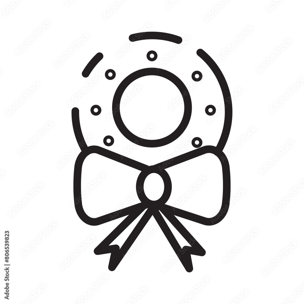 Poster bow flower gift line icon