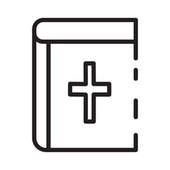 Book Funeral Cross Line Icon