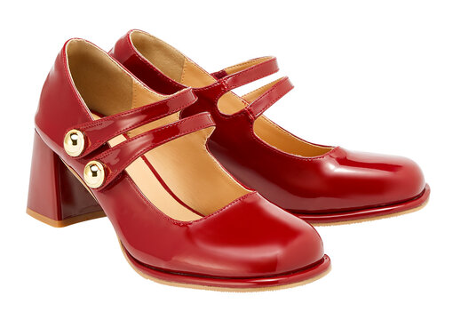 Vintage fashion in red shoes isolated