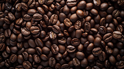 coffee beans background, Fresh coffee beans banner, texture pattern, roasted coffee product background - Powered by Adobe