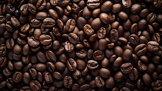 coffee beans background, Fresh coffee beans banner, texture pattern, roasted coffee product background