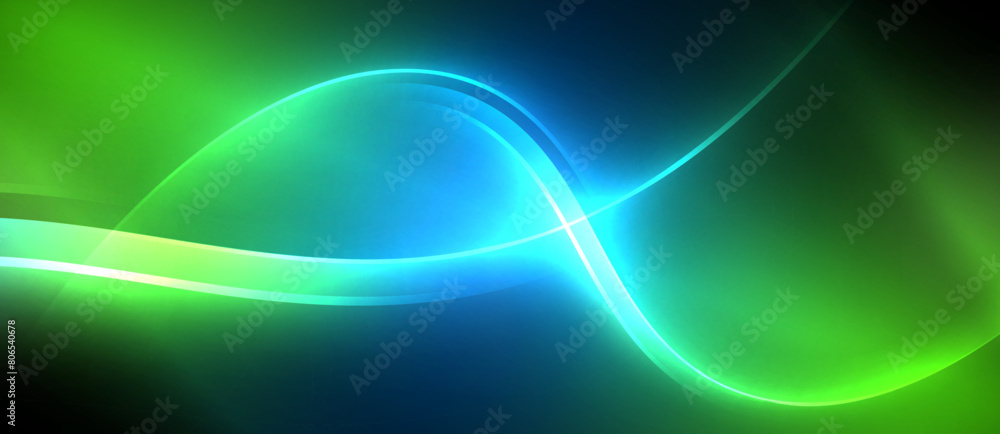 Poster Electric blue and azure waves blend together against a dark backdrop, creating a mesmerizing visual effect reminiscent of an astronomical object in space