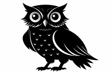 owl silhouette on white background, Vector illustration, bird, icon, svg, characters, Holiday t shirt, Hand drawn trendy Vector illustration, owl on a branch