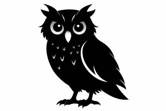 recommend clip art: owl silhouette on white background, Vector illustration, bird, icon, svg, characters, Holiday t shirt, Hand drawn trendy Vector illustration, owl on a branch