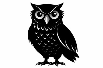 owl silhouette on white background, Vector illustration, bird, icon, svg, characters, Holiday t shirt, Hand drawn trendy Vector illustration, owl on a branch