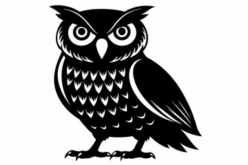 owl silhouette on white background, Vector illustration, bird, icon, svg, characters, Holiday t shirt, Hand drawn trendy Vector illustration, owl on a branch