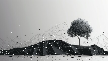 A digital illustration of a carbon footprint gradually transforming into a lush green tree, symbolizing environmental rejuvenation, - obrazy, fototapety, plakaty