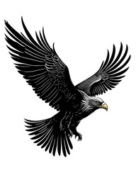 Obraz premium Big eagle flies to hunt prey on blank background, AI generated