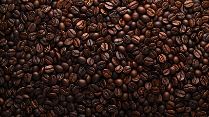 Naklejka premium coffee beans background, Fresh coffee beans banner, texture pattern, roasted coffee product background
