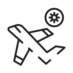 Plane Unsafe Virus Line Icon