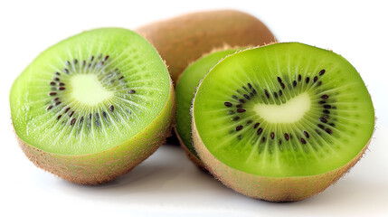 Fototapeta premium closeup of kiwi fruit isolated on white background or white table, fresh fruit food, the concept of healthy