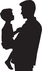 Father and son silhouette isolated on white background. Father's day concept.