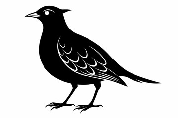 Lark silhouette on white background, Vector illustration, bird, icon, svg, characters, Holiday t shirt, Hand drawn trendy Vector illustration, crow on a white