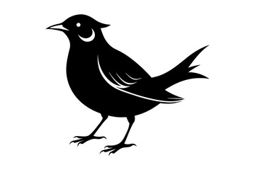 Fototapeta premium Lark silhouette on white background, Vector illustration, bird, icon, svg, characters, Holiday t shirt, Hand drawn trendy Vector illustration, crow on a white