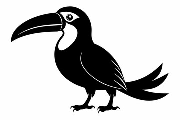 Obraz premium Toucan silhouette on white background, Vector illustration, bird, icon, svg, characters, Holiday t shirt, Hand drawn trendy Vector illustration, raven on a branch