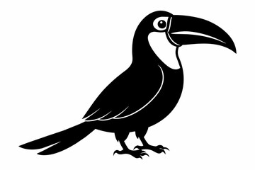 Toucan silhouette on white background, Vector illustration, bird, icon, svg, characters, Holiday t shirt, Hand drawn trendy Vector illustration, raven on a branch