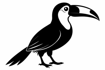 Toucan silhouette on white background, Vector illustration, bird, icon, svg, characters, Holiday t shirt, Hand drawn trendy Vector illustration, raven on a branch