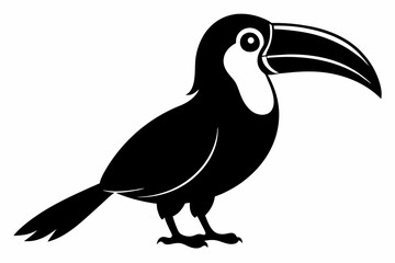 Toucan silhouette on white background, Vector illustration, bird, icon, svg, characters, Holiday t shirt, Hand drawn trendy Vector illustration, raven on a branch