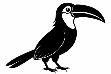 Toucan silhouette on white background, Vector illustration, bird, icon, svg, characters, Holiday t shirt, Hand drawn trendy Vector illustration, raven on a branch
