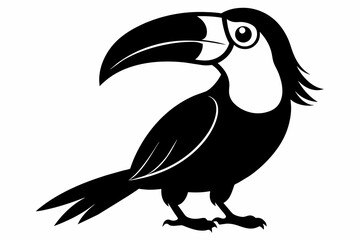 Toucan silhouette on white background, Vector illustration, bird, icon, svg, characters, Holiday t shirt, Hand drawn trendy Vector illustration, raven on a branch